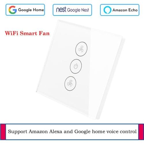 EU WiFi Celling Fan switch Glass panel switch App remote control Fan Smart home with Google and Alexa support voice control