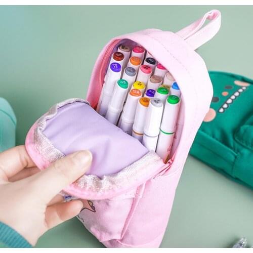 Cute Cartoon Astronaut Rocket Dinosaur Pattern Canvas Pencil Case Storage Bag
