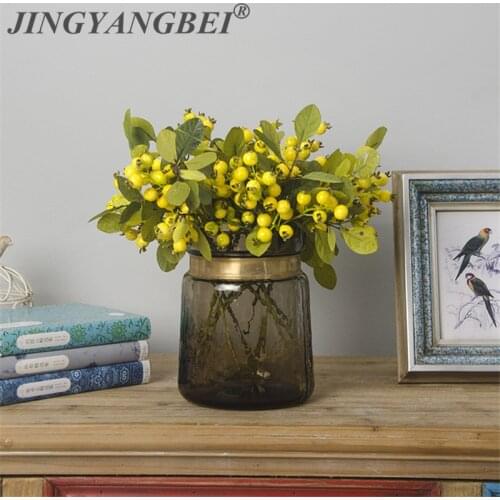 Artificial Pomegranate berry tree branches with leaf fake fruit DIY wedding decoration home decor plants