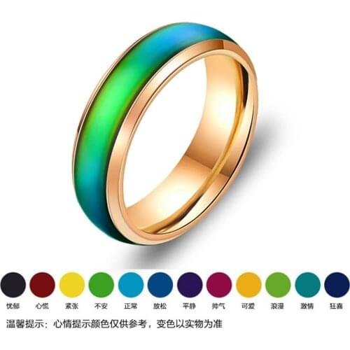Heart-forming Person Magical Sense of Temperature Change Color Couple Ring Simple Titanium Steel Mood Change Color Charm Jewelry