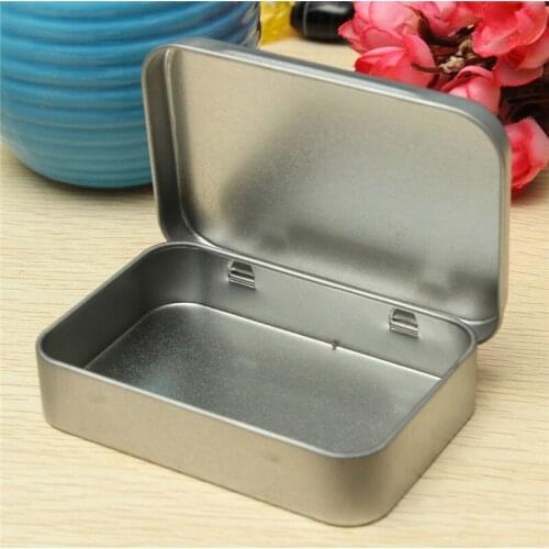 2Pcs Survival Kit Tin Higen Lid Small Empty Silver Flip Metal Storage Box Case Organizer For Money Coin Candy Keys