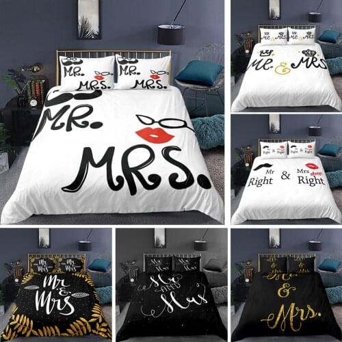 Fashion 3D Letter Love Design Pattern Print Bedding Sets Duvet Cover+Pillowcase Single Twin Queen King Bed Set 6 Style