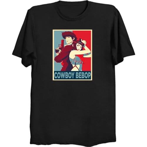 Cool Cowboy Bebop T Shirts Men Short Sleeve Casual Anime Space Spike Japanese Manga Jet Faye Tshirt O-neck Cotton Tee Tops