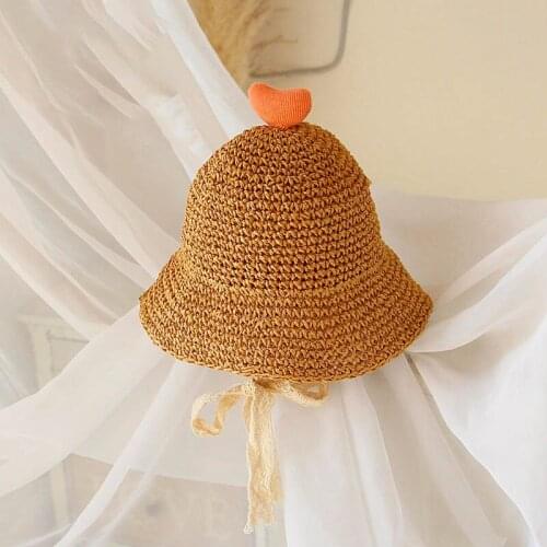 Summer Baby Girl Cute Hats Love Decoration Breathable Straw Hat Kids Beach Capsunscreen Seaside Holiday Cap