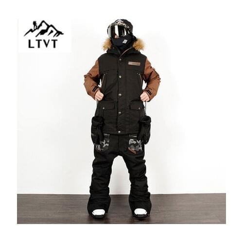 LTVT Men Women Ski Suit Veneer Double Snowboard Clothes Suit Waterproof Slim Quilted Korean Version New Style Female Ski Sets