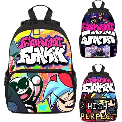 12/16 Inch Unisex Mini Bag 3D Printing Friday Night Funkin Backpack Children Anime Bag Kindergarten Bookbag Kids Backpack Men