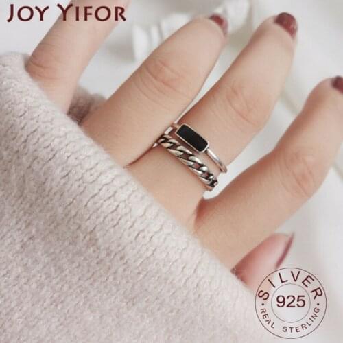 Minimalist 925 Sterling Silver Engagement Rings for Women Fashion Simple Chain Geometric Birthday Party Jewelry Gifts