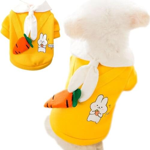 Cartoon Cat Dog Hoodies Spring Winter Bib Bag Decor Fleece Inner Dog Sweatshirt Sweater Coat For Small Dog Chihuahua Cat Apparel