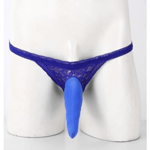 Mens Lingerie Open Butt Bowknot Underwear Low Rise Crotchless Lace Sexy Briefs Panties Elastic Waistband Bulge Pouch Underpants