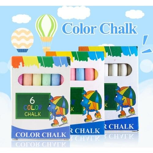 Nontoxic Dust-free/Non-dust Chalk 6/12 Colors Solid Water Soluble Chalk Art Play for Kid Teacher Classroom Chalkboard/Blackboard