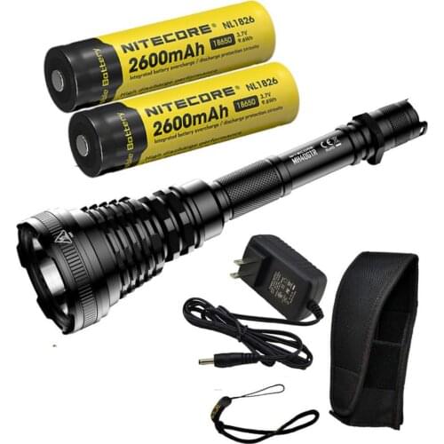 NiteCore MH40GTR LED Flashlight CREE XP-L HI V3 1200 Lumens Distance 1004m + DC Charging Port + 2pcs 18650 Battery+ car adapter