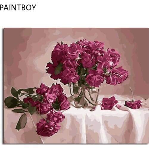 PAINTBOY Framed Picture Flower DIY Painting By Numbers On Canvas Oil Painting Home Decor For Living Room Wall