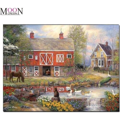 Scenery 5D Diy Diamond Painting Village Embroidery Cross Stitch Mosaic Full Square Round Drill Rhinestones Home Decor Needlework