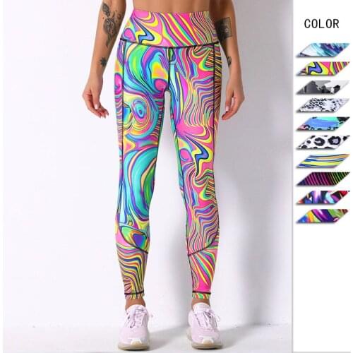 Sexy Women 25% Spandex Sexy High Waist Legging Color Printing Fitness Leggins Fashion Slim Legins Push Up Workout Leggings Woman