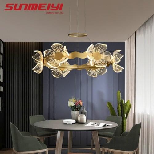 Nordic Chandeliers Led Hanging Lamp Lotus Acrylic Shade Indoor Lighting For Living Room Dining Room Bedroom Decor lustre moderne