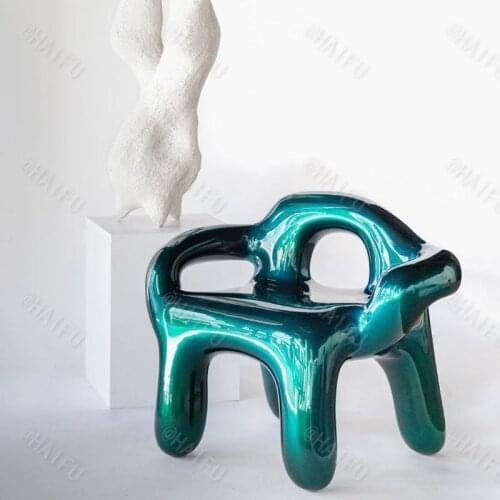 Zq Nordic Light Luxury Creative Resin Electroplating Hollow Leisure Chair Model Room Armchair