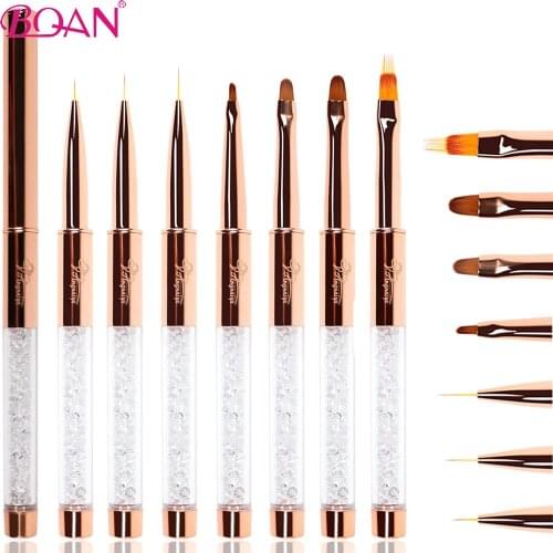 Rose Gold Nail Art Brush UV Gel Rose Gold Rhinestone Handle Nail Art Brush UV Gel Nail Polish Painting Drawing Acrylic Brush