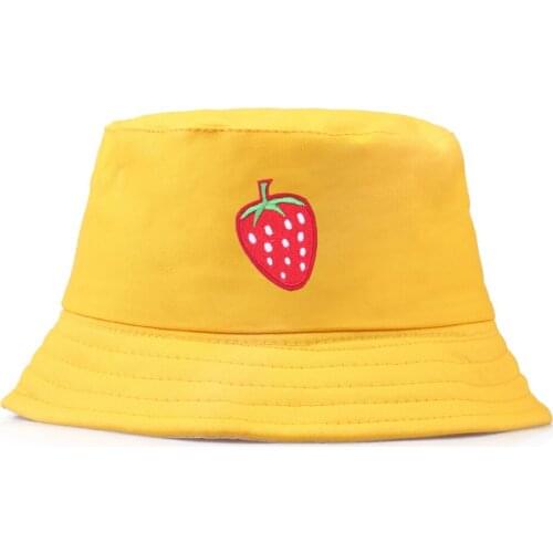 Fisherman Hat Ins Style Fruit Strawberry Decoration Hats for Women Men Street Hip Hop Bucket Cap Vintage Printed Fishing Hat