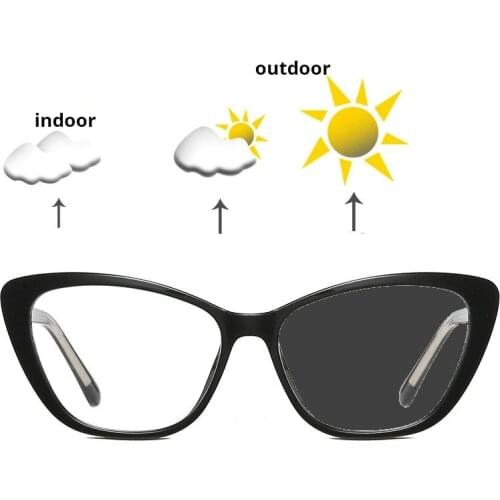 Transition Sunglasses Photochromic Nearsighted Glasses Women Men Oversized Cat Eyeglasses Frame Optical Glasses 1.0 1.25 1.50 NX