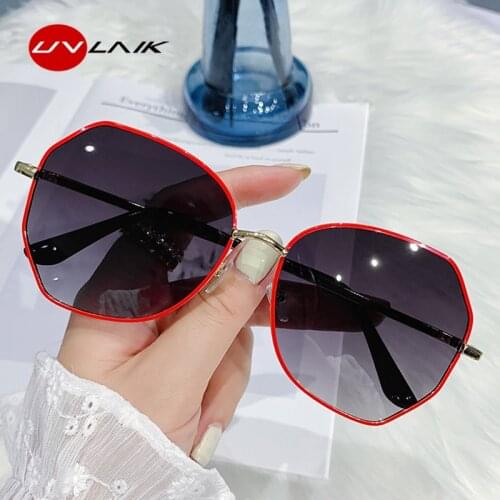 UVLAIK Ladies Oversized Shades Sunglasses Women 2021 Sunshade ins Sun Glasses Fashion Gradient Polygonal Large Frame Glasses