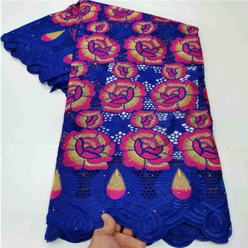 African 100% Cotton Lace Fabric Latest Swiss Voile Lace In Switzerland With Stones For Wedding Dress 5 Yards h67-7