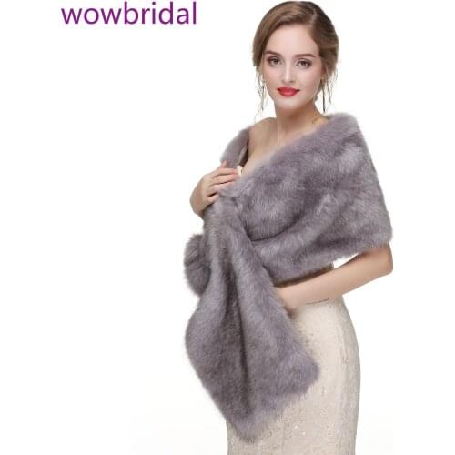 WOWBRIDAL Warm Faux Fur Winter Bridal Cape Wedding Cloaks Party Wraps Jacket Wrap Boleros De Encaje Boleros De Mujer