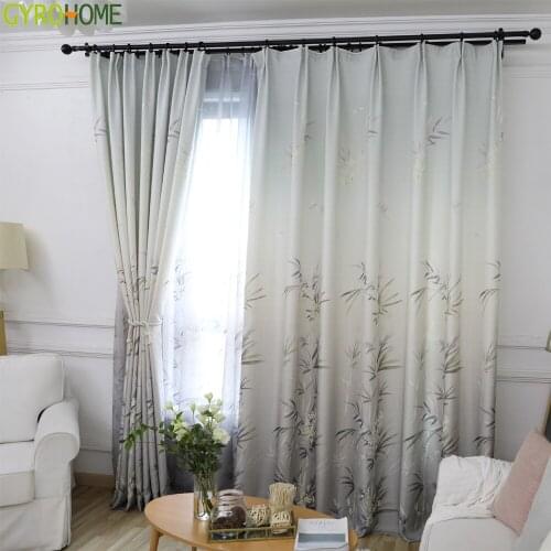 Blackout Curtains for Living Room Bedroom Nordic Style Curtain Semi - Shading Small Fresh Simple Plant Chinese Bamboo GYC2358