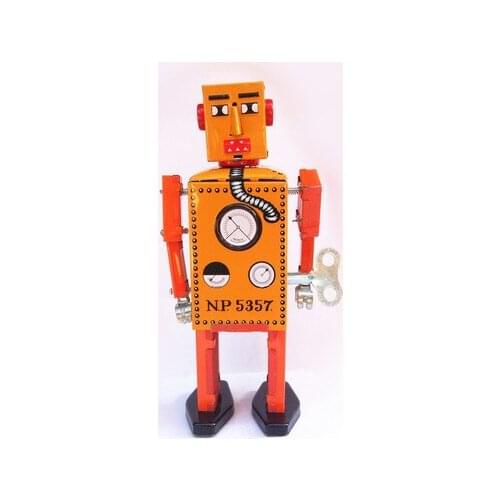 Iron Robot Little Steel Teeth Creative Cartoon Yellow Winding Mechanical Iron Robot Desktop Decoration Crafts Vintage Home Decor