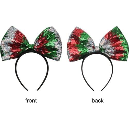 Bow Sequin New Christmas Big Headband Glitter Bow Hairband For Girls Women New Year Party Ornaments Hair Accessories