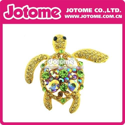 100pcs/lot 54mm/2.13inch Multicolor Sea Turtle Gold-tone Rhinestone AB Crystal Pin Brooch Fashion Women Jewelry