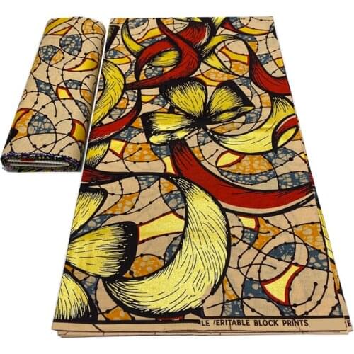 100%Breathable Soft Dress Material Fabrics By The Meter Veritable Gold Wax Ankara African Print Cotton Fabric For Sewing VL 261