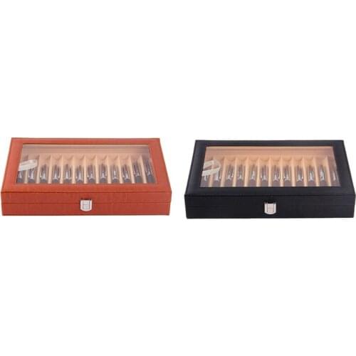 12 Pen Box Leather Pen Display Box PU Pen Storage Box Leather Pencil Case Storage Box