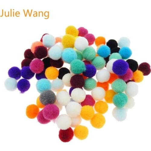 Julie Wang 120/200PCS 10/15mm Pom Pom Balls Mixed Color Pompon Soft Essential Oil Diffuser Locket Aromatherapy Jewelry Making