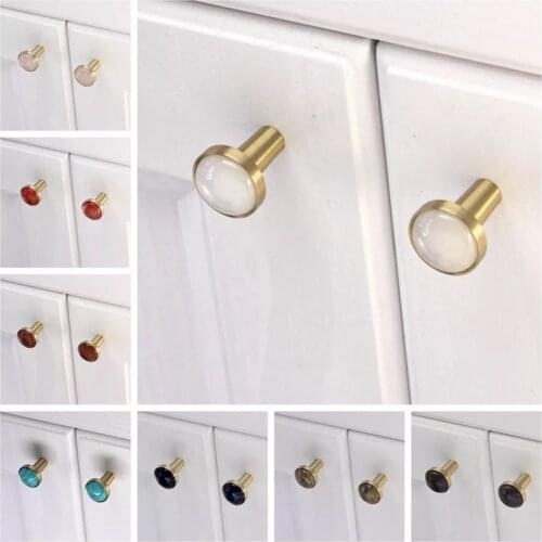 1x Single Round Euro Noble Drawer Shoe Cabinet Knobs Pulls Refined White Stone Kitchen Cabinet Cupboard Door Handles 22mm