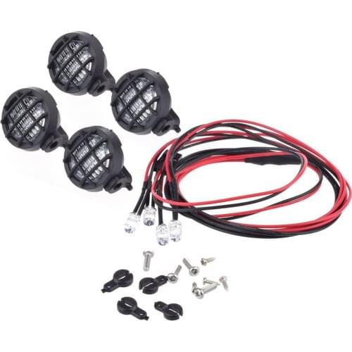 4PCS RC Round LED Light & Cover for Traxxas TRX-4 Axial SCX10 90046 Tamiya CC01 D90 TF2 1:10 RC Crawler Car Parts