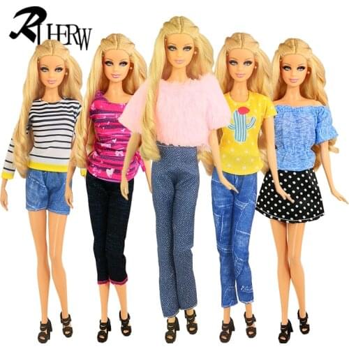 5 piece / lot Fashion Beautiful clothes for barbie doll 5 style casual dress for you Free shipping