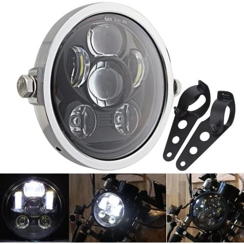 7" Front Head Lamp Round LED Projection Headlight With HeadLight Bracket Trim Ring Fit For Harley Sportster Softail Motorcycle