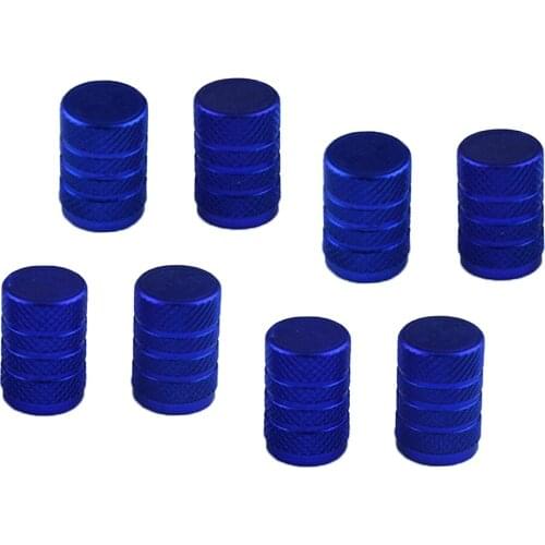 8pc Aluminum Alloy Bolt-in Car Wheel Tire Valve Stem With Dust Cap Dark Blue