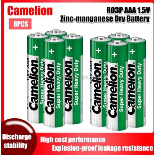 8PCS Camelion 1.5V AAA Zinc-manganese Dry Battery R03P For Electric toothbrush Toy Flashlight Mouse clock Dry Primary Battery