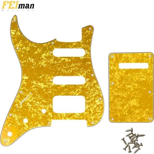 Pleroo Guitar Accessories Pickguard with back plate and 17 screws for fender Left handed Deluxe stratocaster HSS Scratch Plate