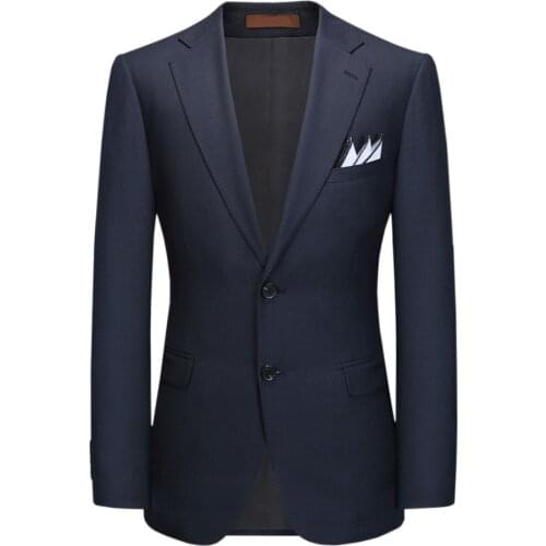 Free shipping Custom Made high quality Wool navy bird‘s eye fabric Suit Mens Three Piece Suit (Jacket+ Pant+Vest)
