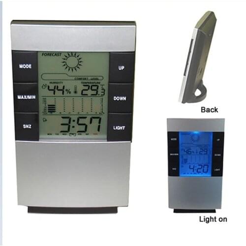 Wireless Forecast Station, Indoor Weather Station Temperature and Humidity Monitor with Backlight & Alarm Clock for Home Office