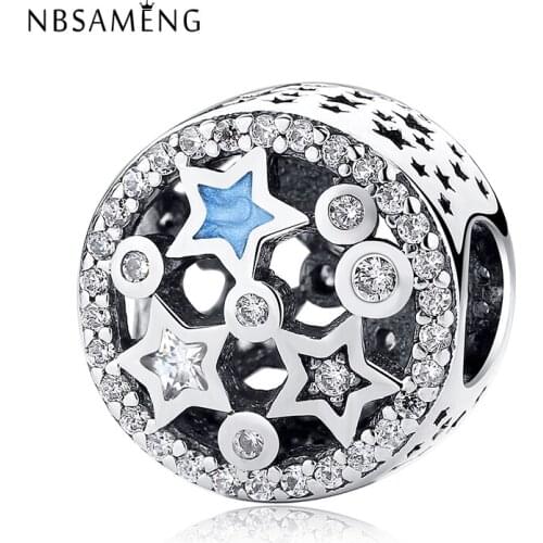 New Authentic 925 Sterling Silver Charm Bead Star Crystals Beads Fits Original Bracelets Women DIY Jewelry Making
