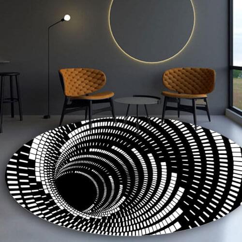 3D Illusion Black White Carpet Areas Rug Non-slip Floor Mat Rug Abstract Geometric Optical Living Room Bedroom vortex rug