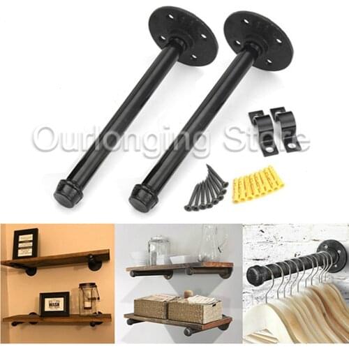 Black Retro Iron Industrial Pipe Shelf Bracket Mounting Bracke Water Hose Holder Storage Holders Racks Home Decor Wall Bracket