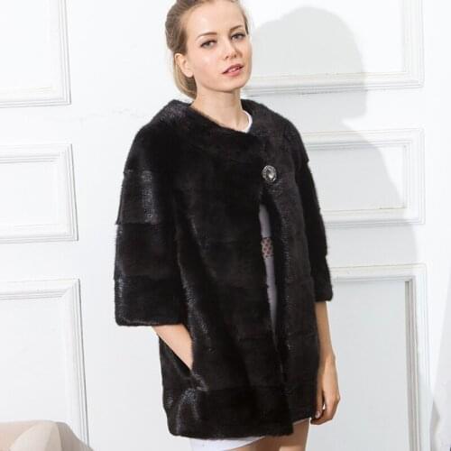 CNEGOVIK women mink fur coat short mink coat 70 cm real fur coats