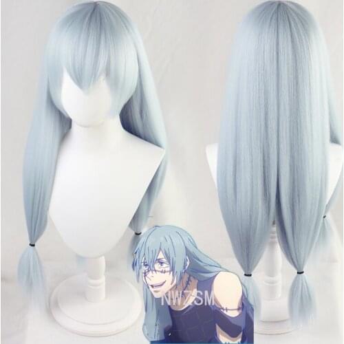 Anime Jujutsu Kaisen Mahito Cosplay Long Blue Straight Heat Resistant Synthetic Halloween Carnival Party Role Play + Wig Cap