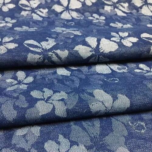 Real Jeans Fabric Jacquard Washed Denim Floral Pattern For Sewing Dress Jacket Blazer Tissus Eco-Friendly Telas 100X150cm