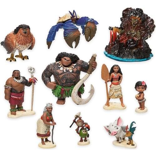 10pcs/Set 6-10cm Princess Moana Maui Grandma Animals Pig Monkey Eagle Crab PVC Action Figure Model Toys Kids Gifts Brinquedos