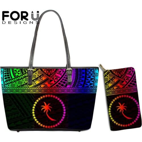 FORUDESIGNS Gradient Chuuk Polynesian Tribal 3D Printing Luxury Women Shoulder Bag And Wallets Female Tote Crossbody Sac A Main